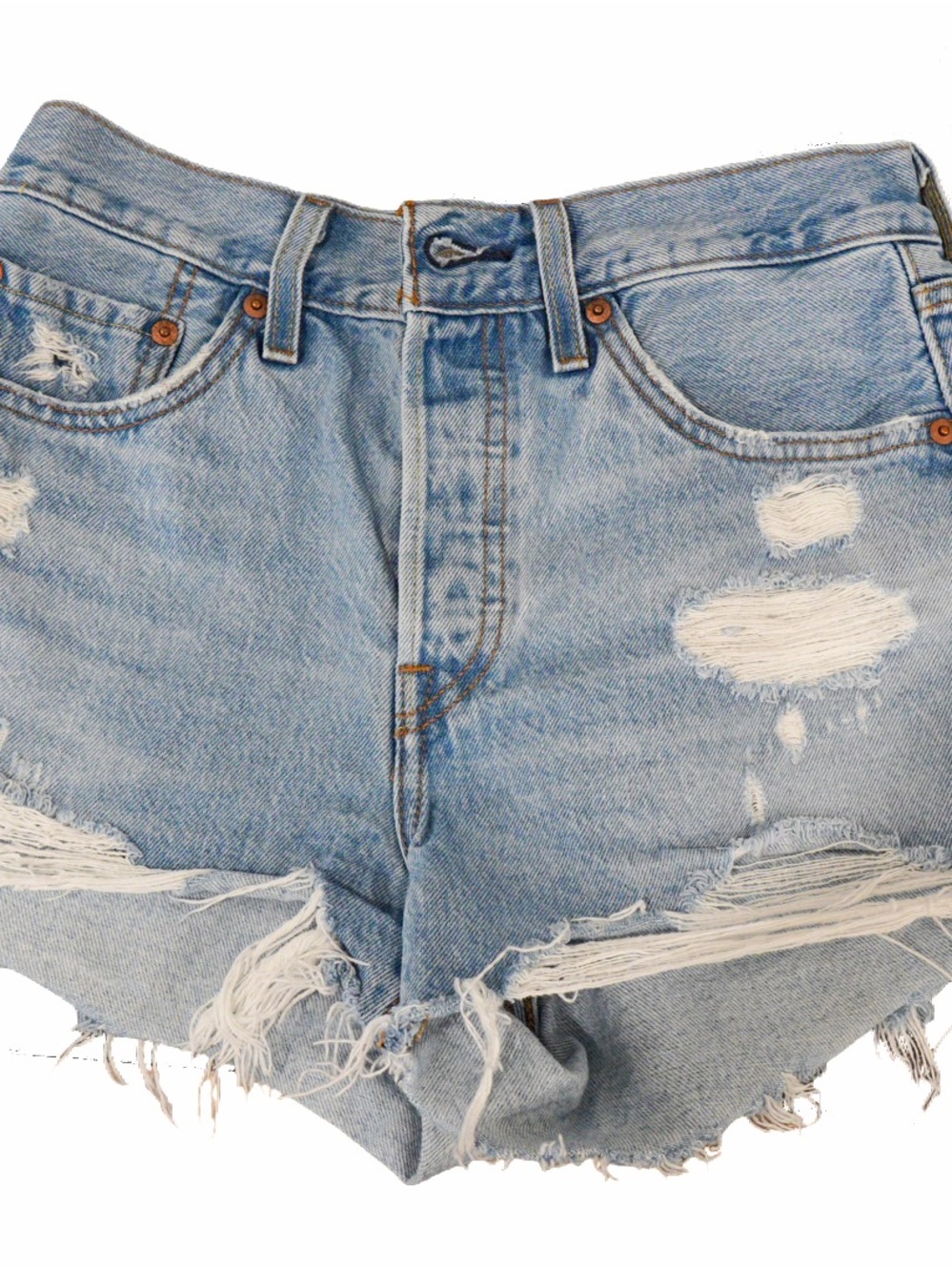 Levi’s 501High-Rise Distressed Denim Shorts - Light Blue